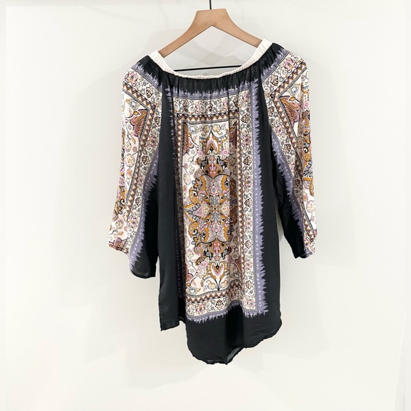 Soft Surroundings Off Shoulder Paisley Blouse Purple Size Large - Picture 6 of 6